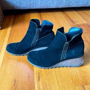 Fly London Black Suede Ankle Booties